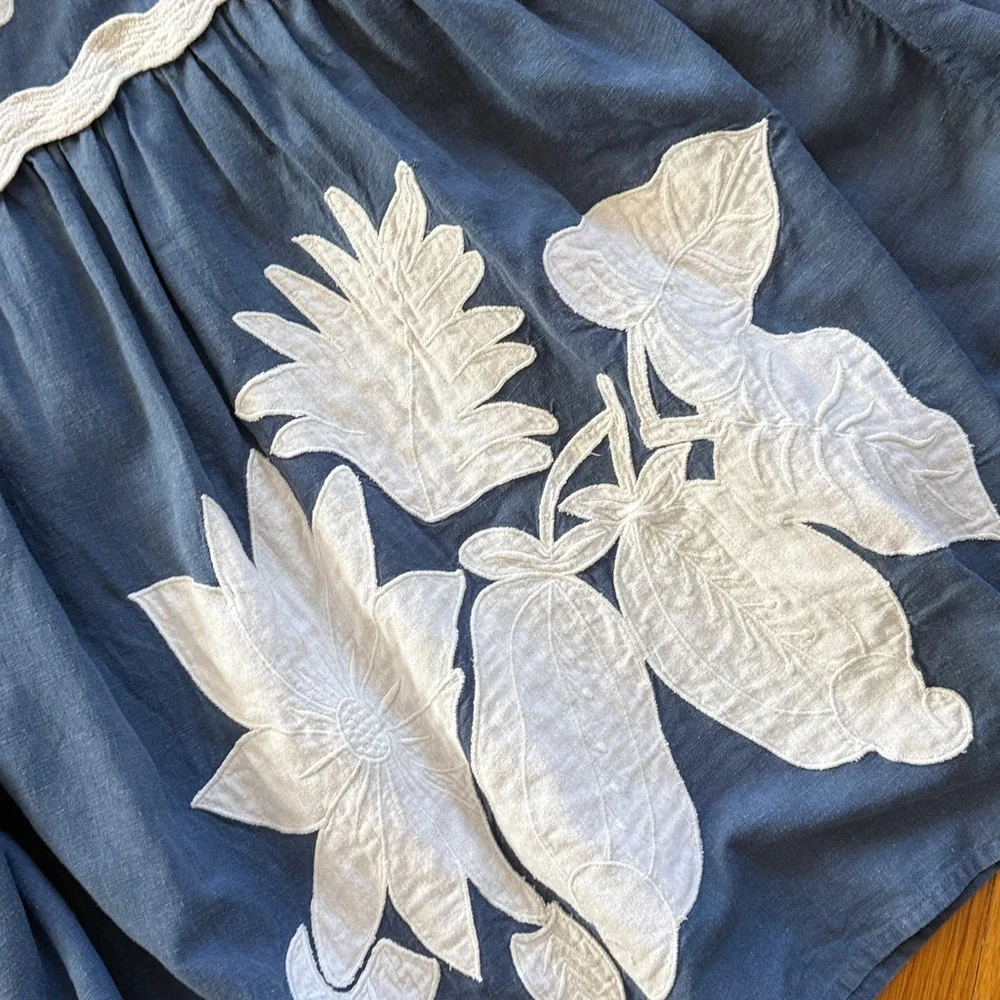 FARM Rio Blue Maxi Dress with White Appliqué - Picture 6 of 8